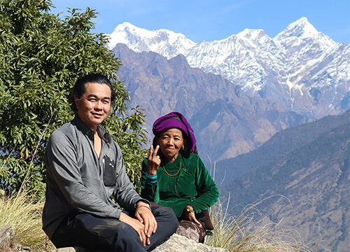 With local villager