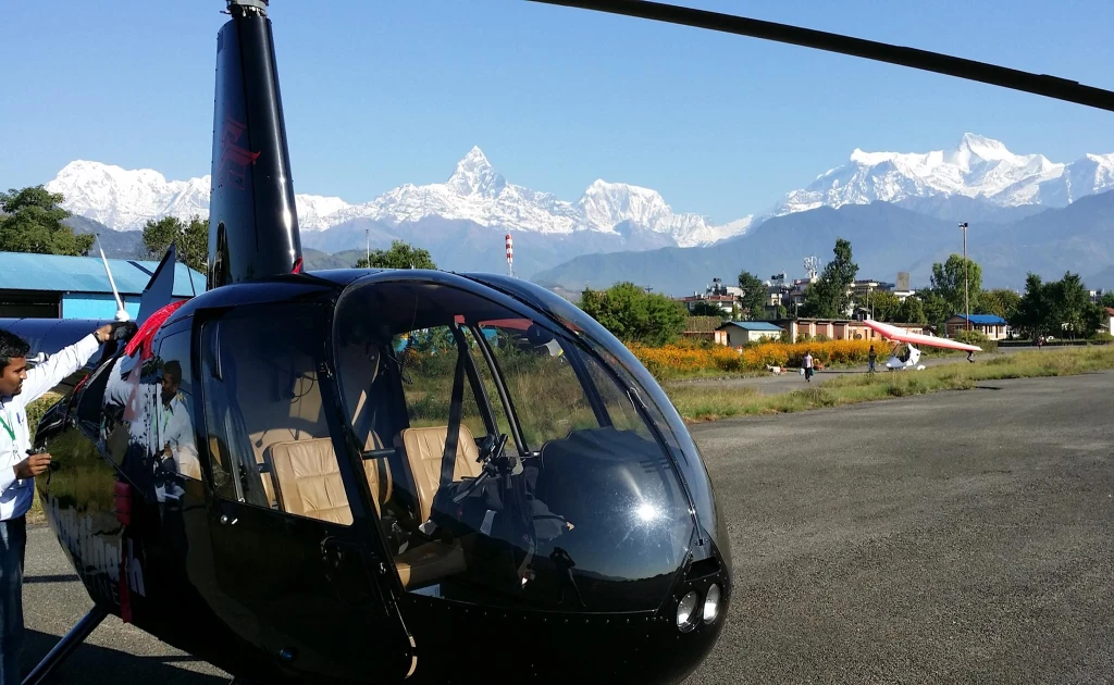 Helicopter ready for Annapurna Base Camp flight