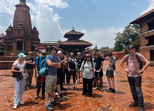 Group enjoying beauty of Bhaktapur Durbar Square