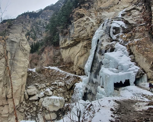 Frezzing Waterfall During Narphu Trek
