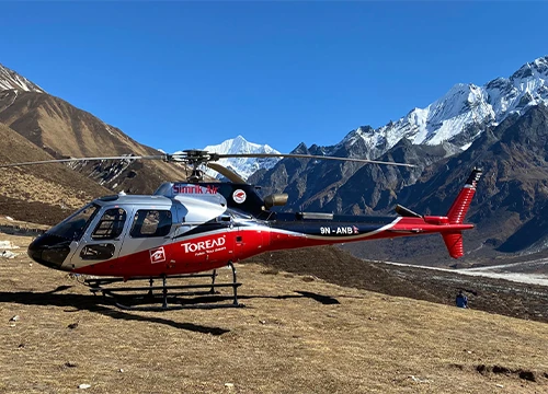 Heli land at kyangin gompa