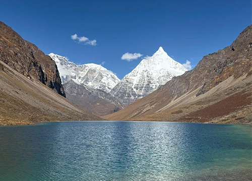 Mount Jitchu Drake and glacial lake, Bhutan
